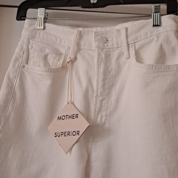 Mother Dagger FloodHighRise Straight Cut V Shaped Hem White Jean S26 Excellent - Picture 2 of 11